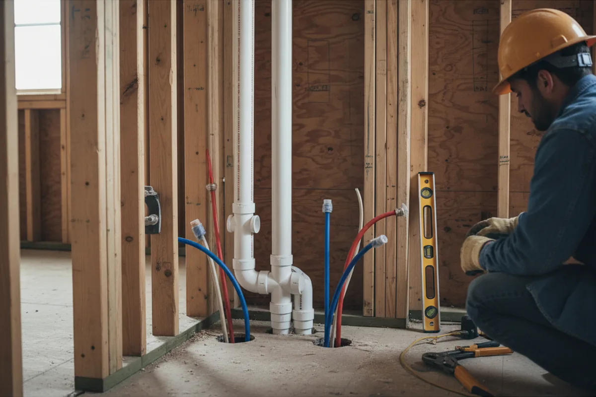 Drain and supply rough-in during Leak Detection in Gilberts