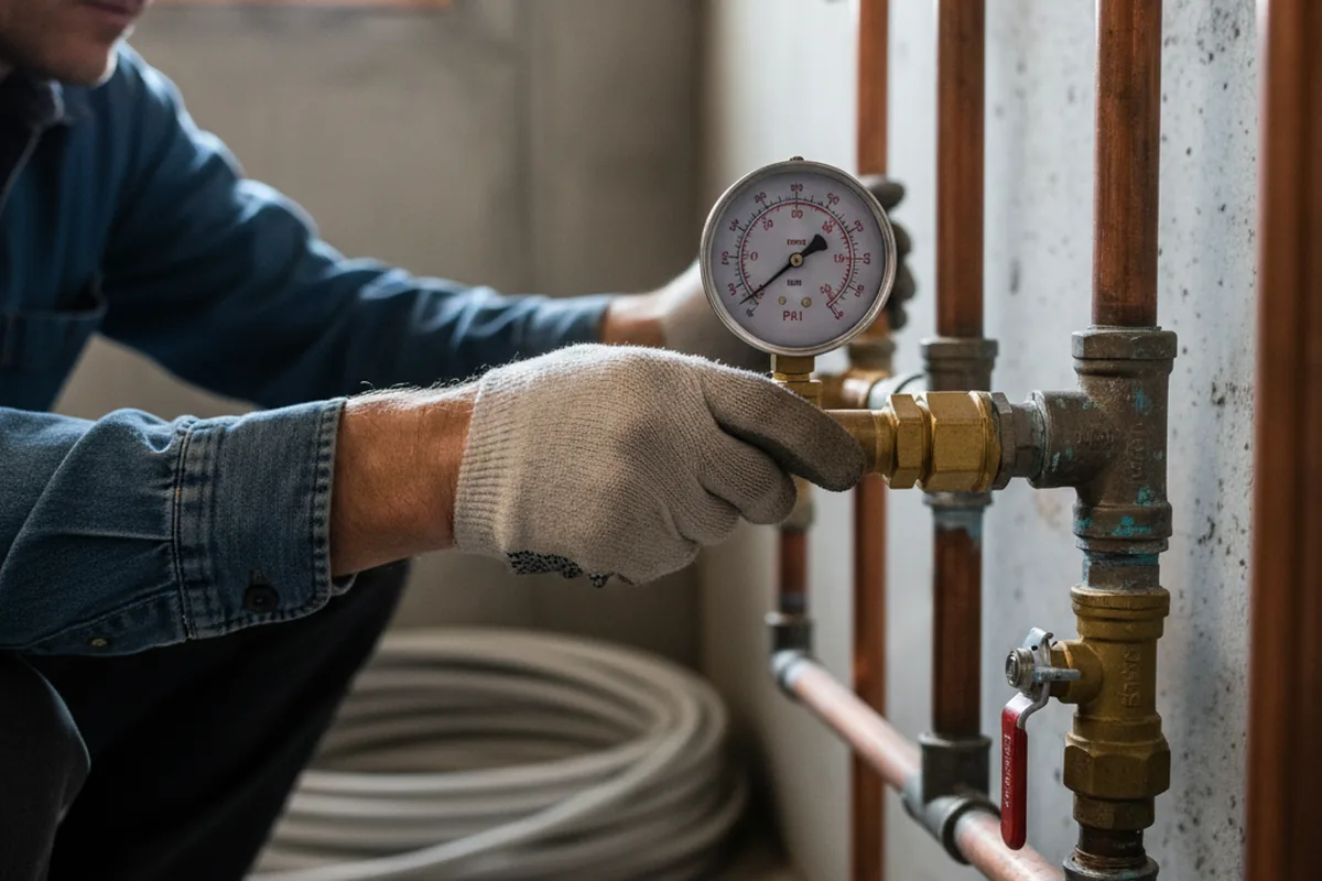 Pressure testing a repaired line during Water Line Repair in Gilberts